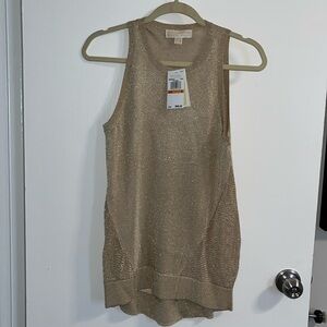 NWT MICHAEL Michael Kors Gold Sparkle Knit Tank, Size SMALL